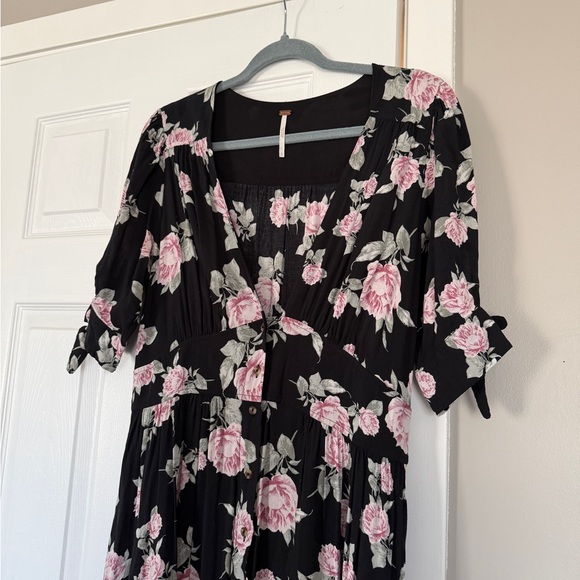 Free People Floral Button Down Midi Maxi Dress Flowy Boho Summer - Picture 6 of 13